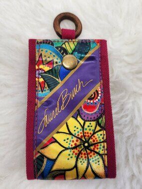 Laurel Burch Floral Infinity Scarf Holder Wooden Ring